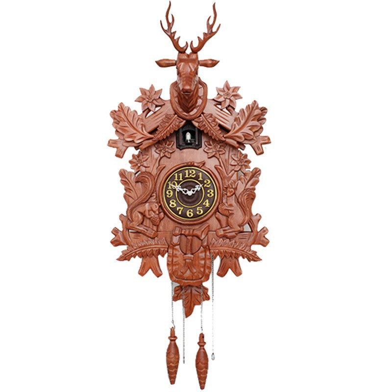 Solid Wood Reindeer Head Cuckoo Wall Clock
