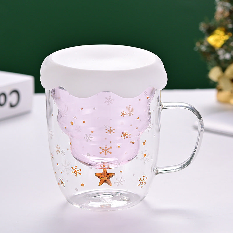 Double-Wall Borosilicate Glass Christmas Cup with Lid