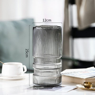 Thickened Smoky Gray Glass Flower Vase