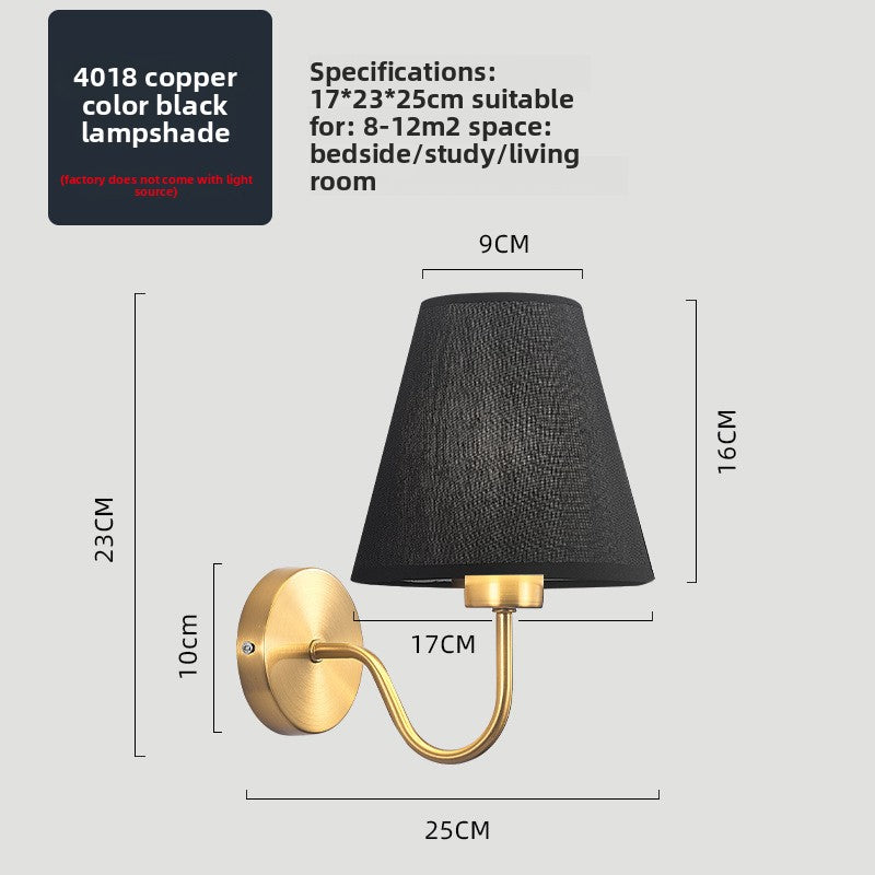 Fabric Shade Bedroom Wall Lamp with E27 Socket