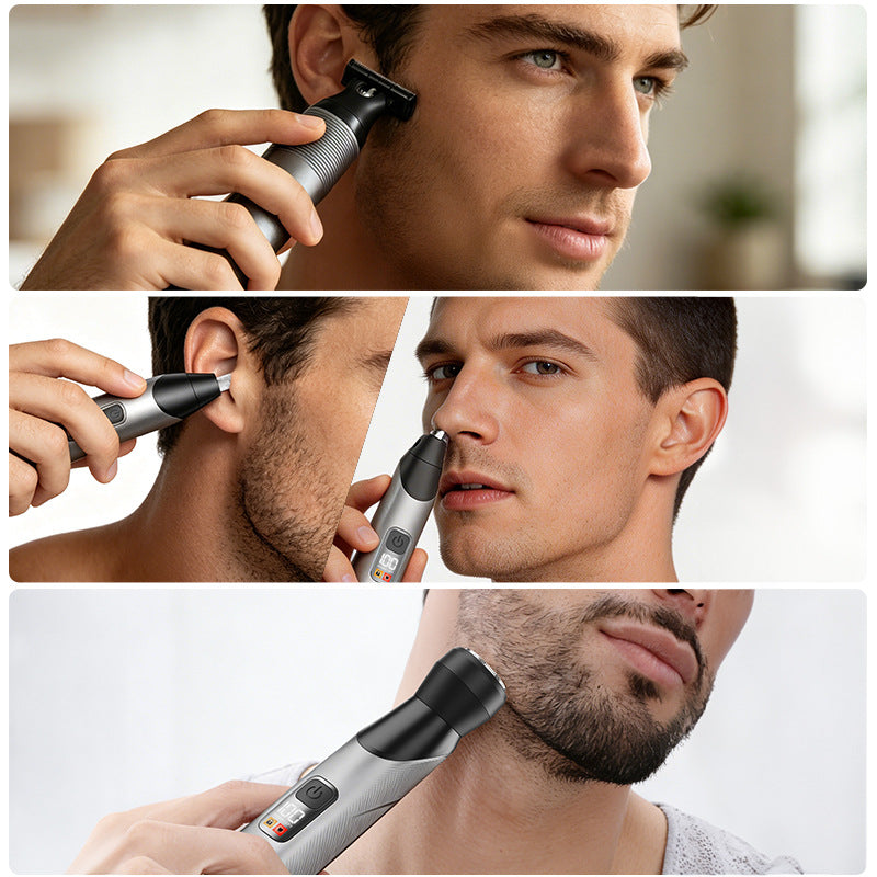 Magnetic 3-in-1 Electric Shaver Set with Nose Trimmer, Waterproof USB Rechargeable Rotary Razor