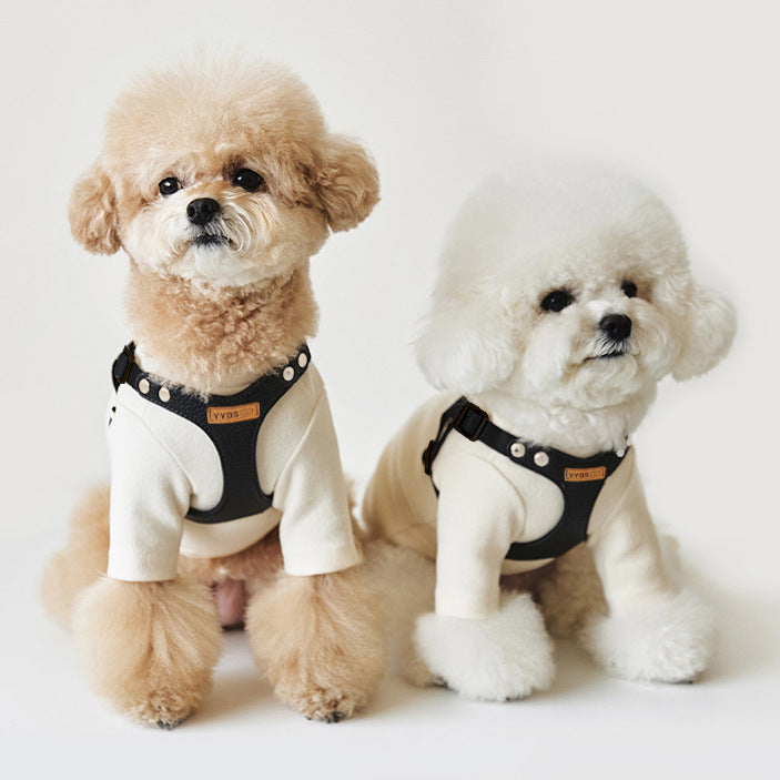 PU Leather Small Dog Harness with Traction Rope