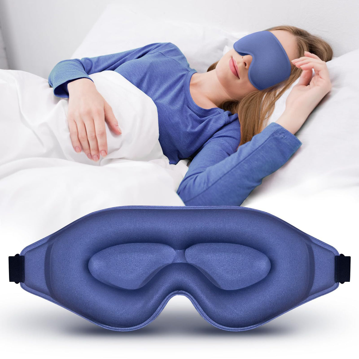 3D Contoured Sleep Mask 100% Light Blocking Breathable Eye Mask for Travel Nap