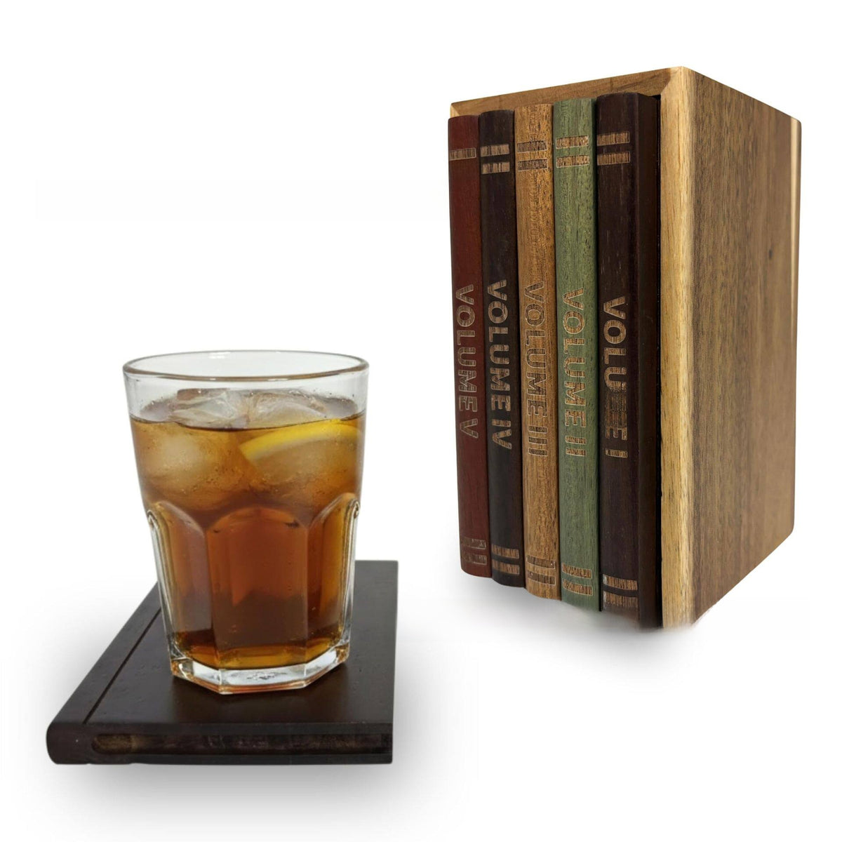 Wooden Book-Shaped Coasters and Placemats