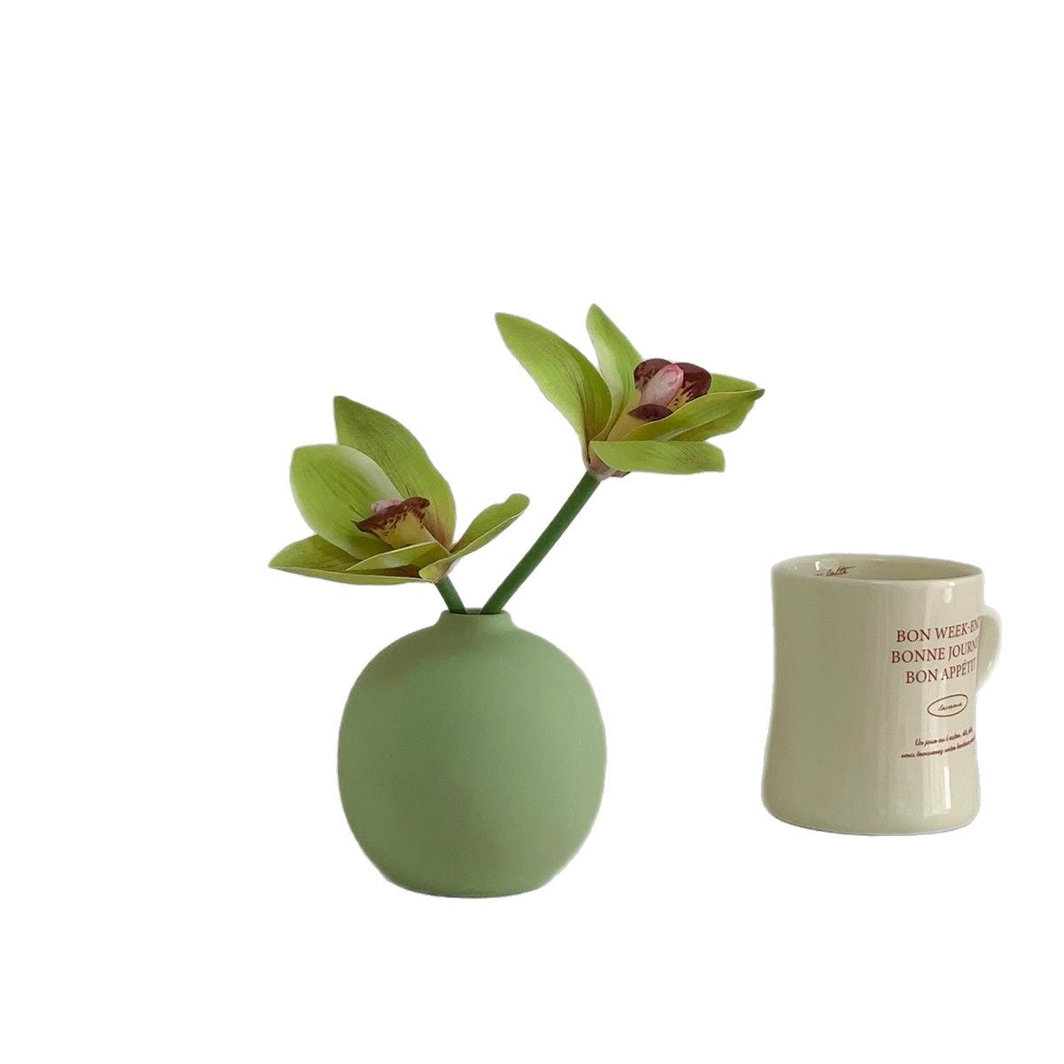 Artificial Orchid Ceramic Vase Decoration
