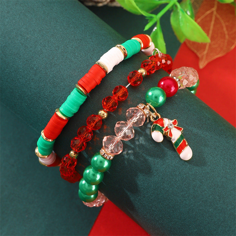 Christmas Bracelet Soft Clay Beaded Christmas Bracelet Set Santa Claus Bracelet