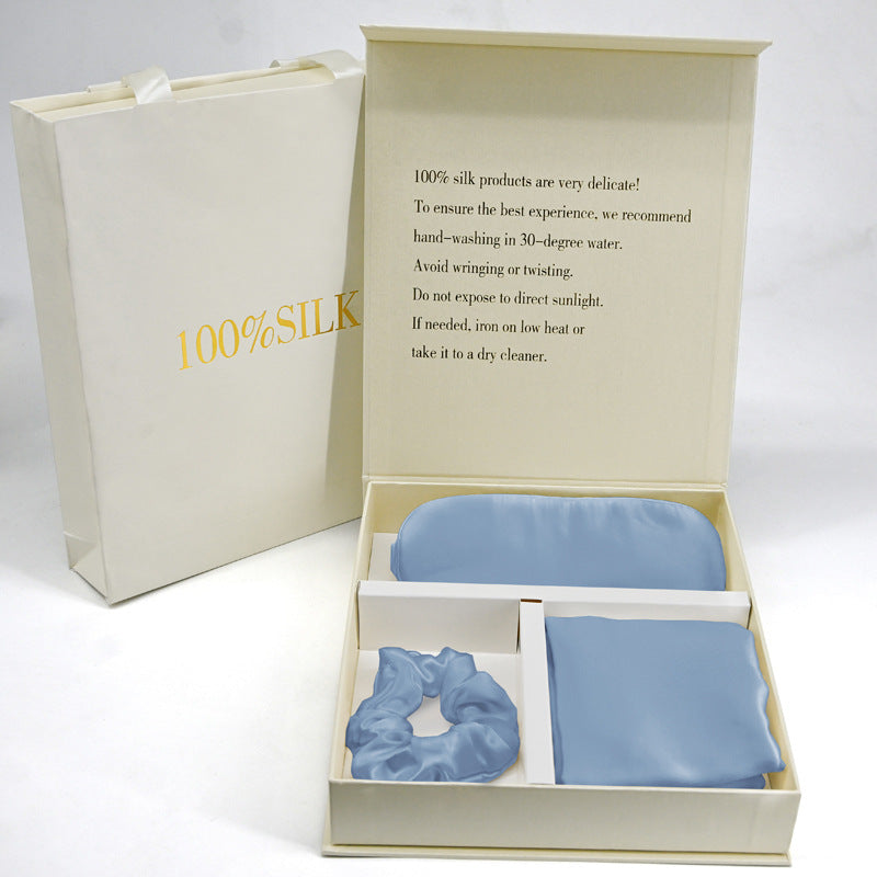 Silk pillowcase, eye mask, hair band