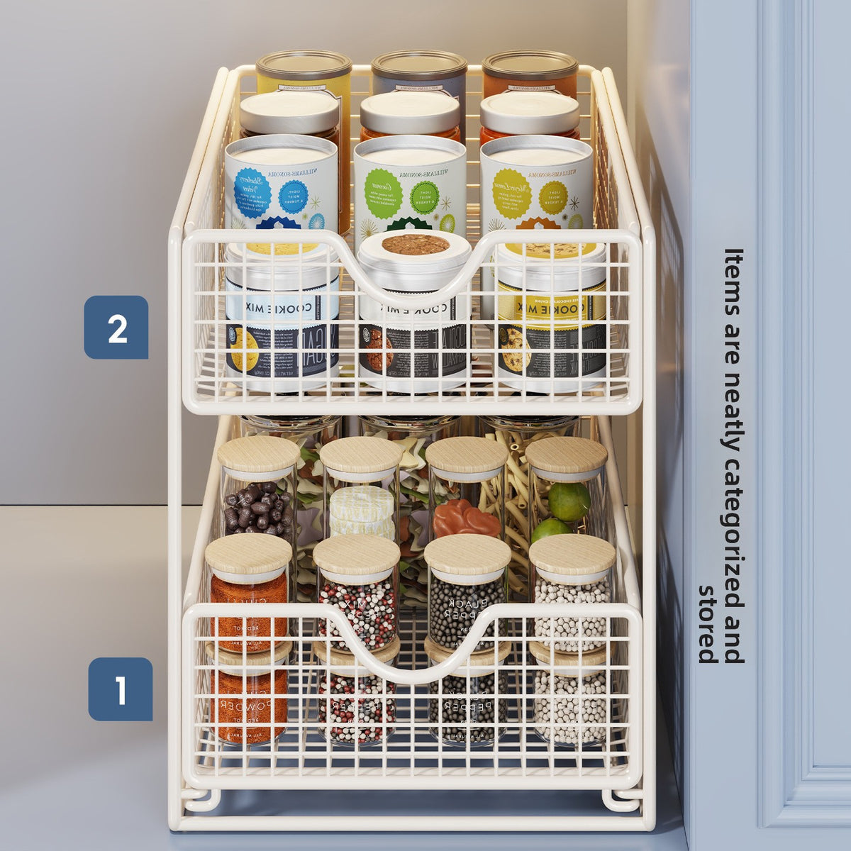 Pull-Out Under-Sink Cabinet Storage Organizer Multi-Layer Sliding Basket