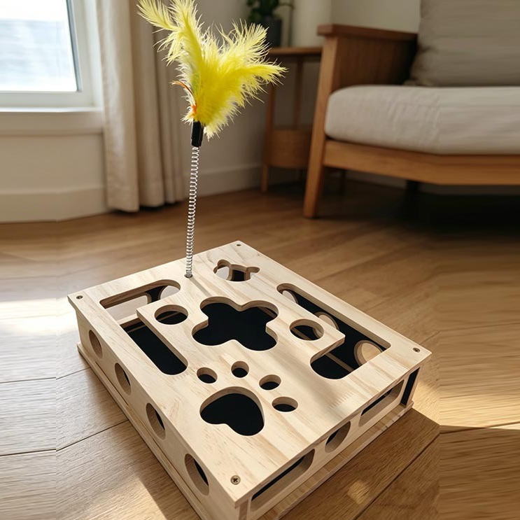 Wooden Cat Puzzle Toy Box