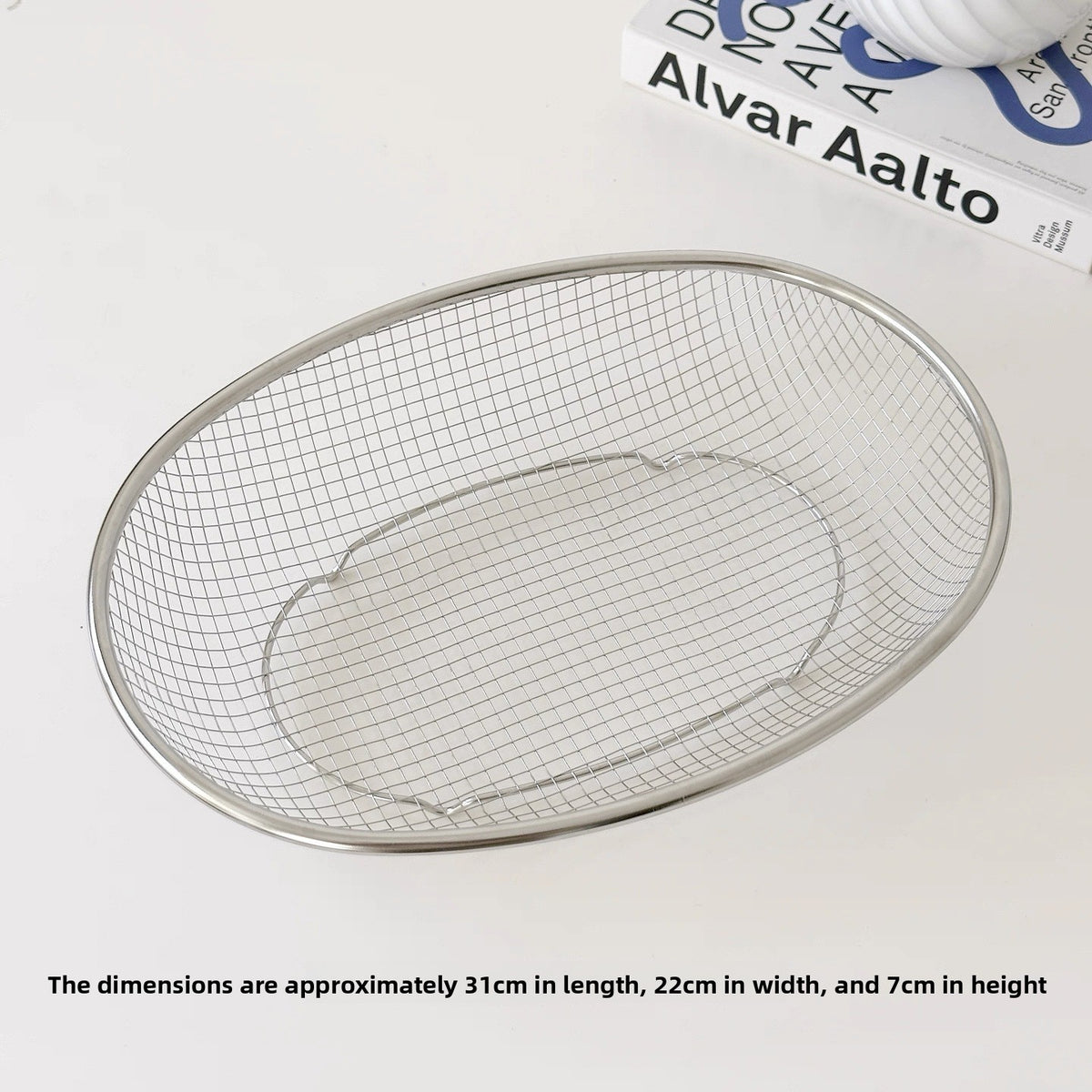 Hollow Stainless Steel Oval Draining Storage Basket