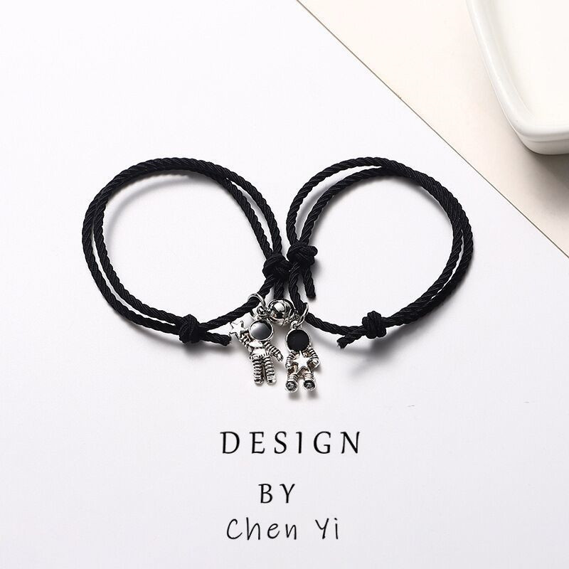 Couple Magnetic Astronaut Charm Elastic Bracelet Set Gift
