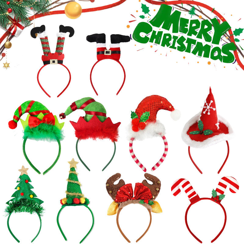 Christmas Party Headband Fun Santa Hat Reindeer Antlers Hair Accessories