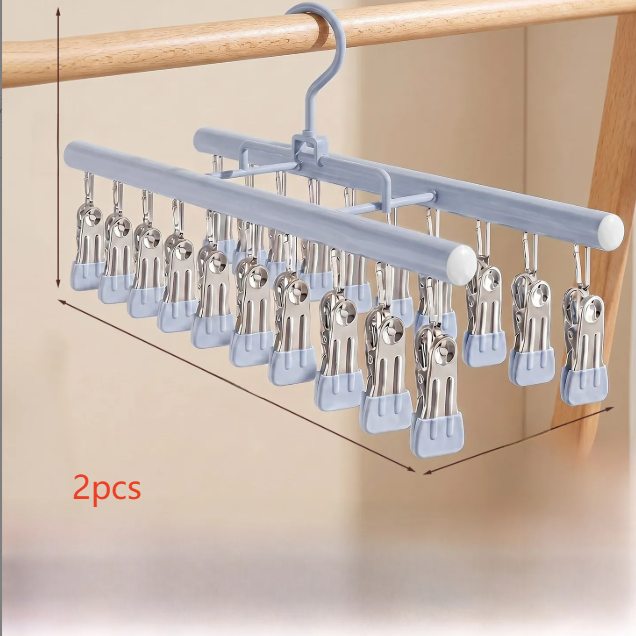 Double-row multi-clip sock drying rack