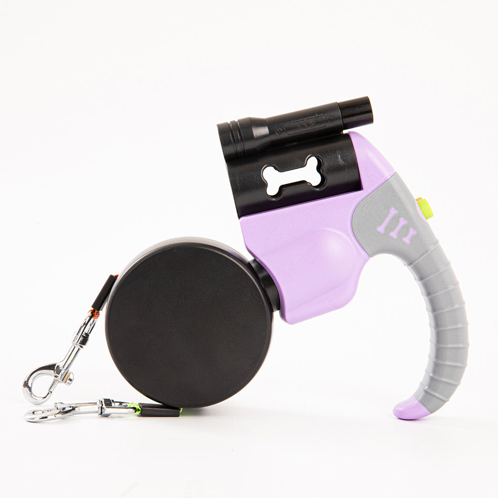 Automatic Retractable Dual Dog Leash with Light