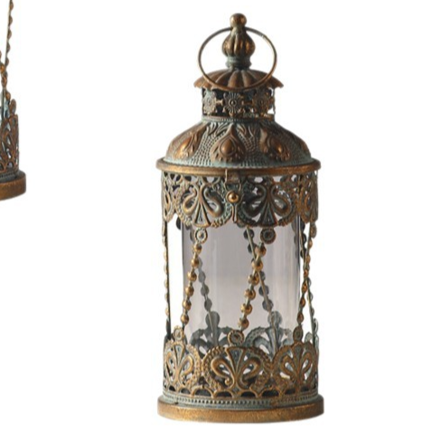 European Vintage Metal Glass Candle Holder