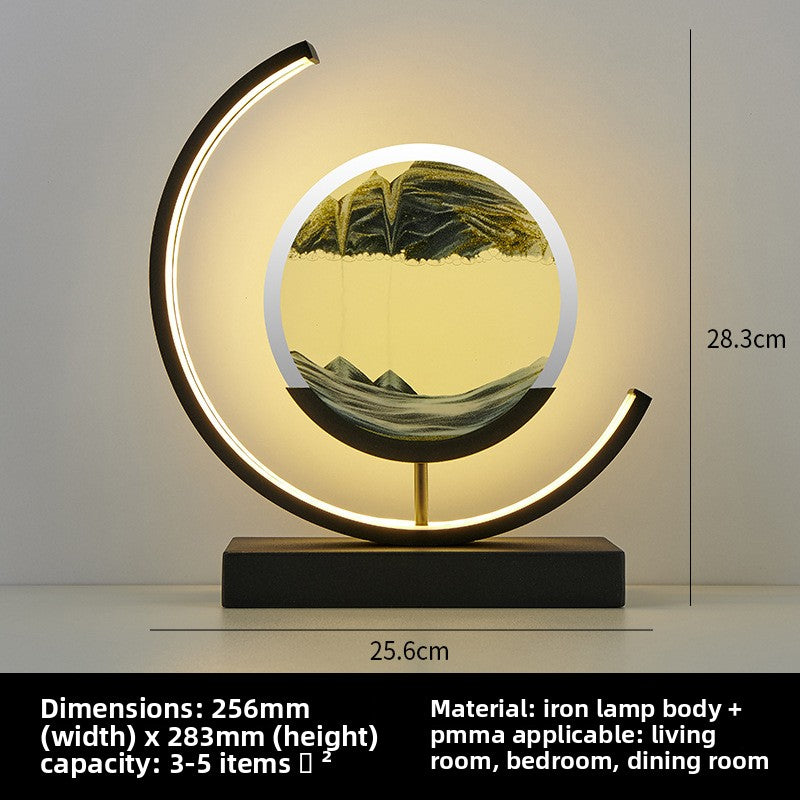 Glass hourglass table lamp