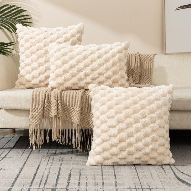 Woven Snowflake Velvet Solid Pillow Cushion Cover