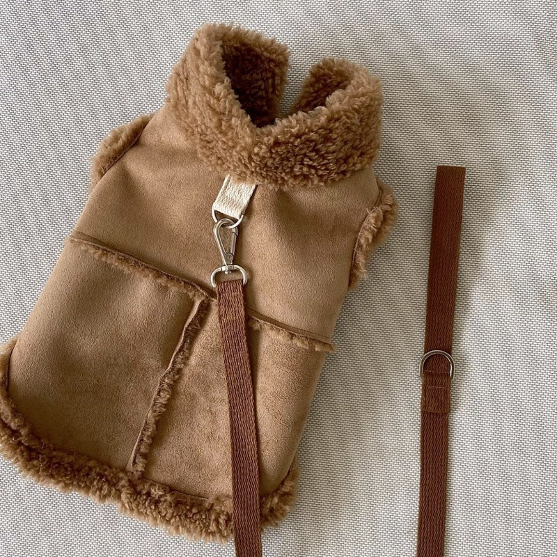 Soft Suede Dog Vest Warm Apparel for Small Pets