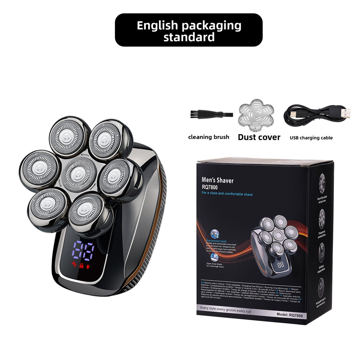 Adjustable Speed LED Display Waterproof Electric Shaver