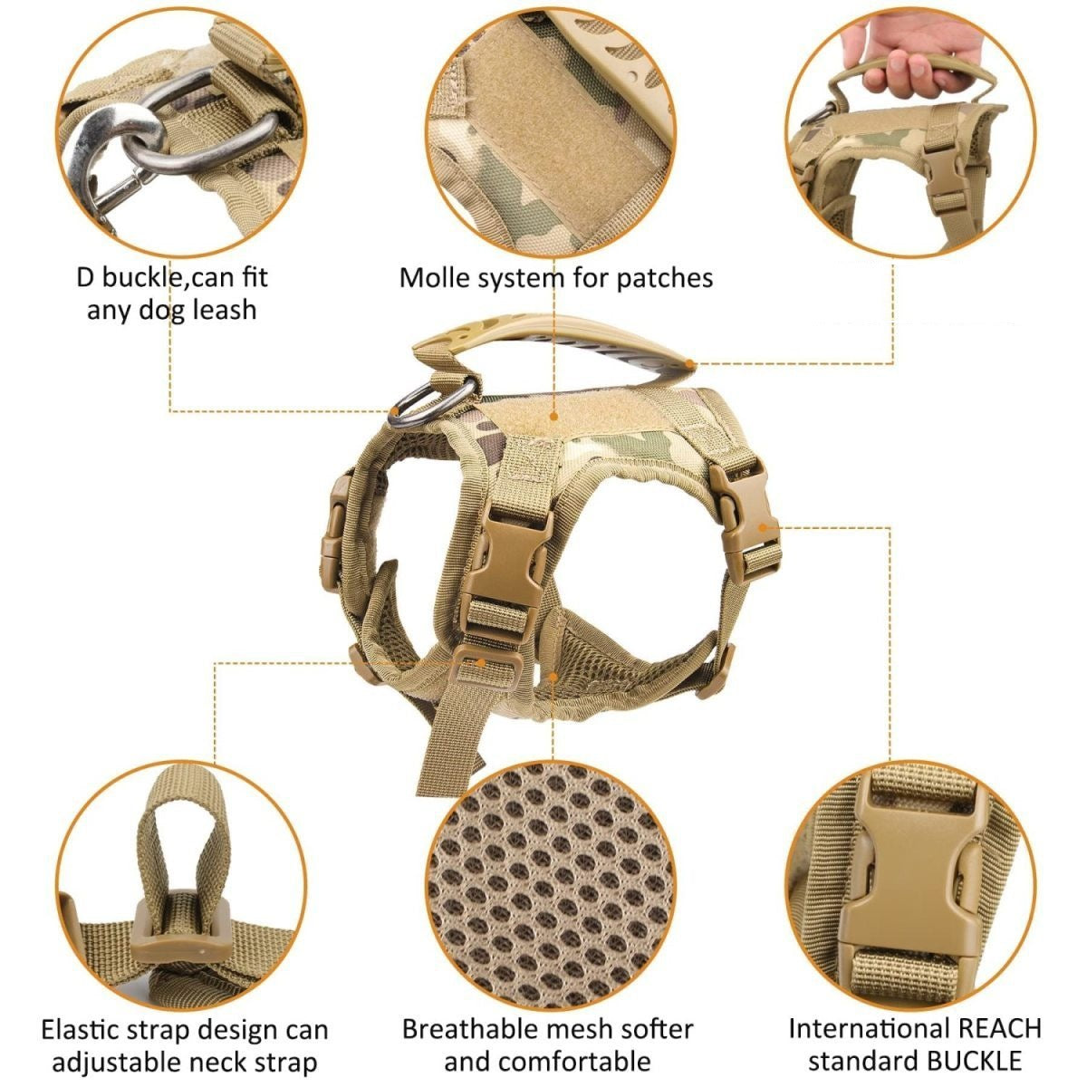 Outdoor tactical waterproof adjustable cat harness