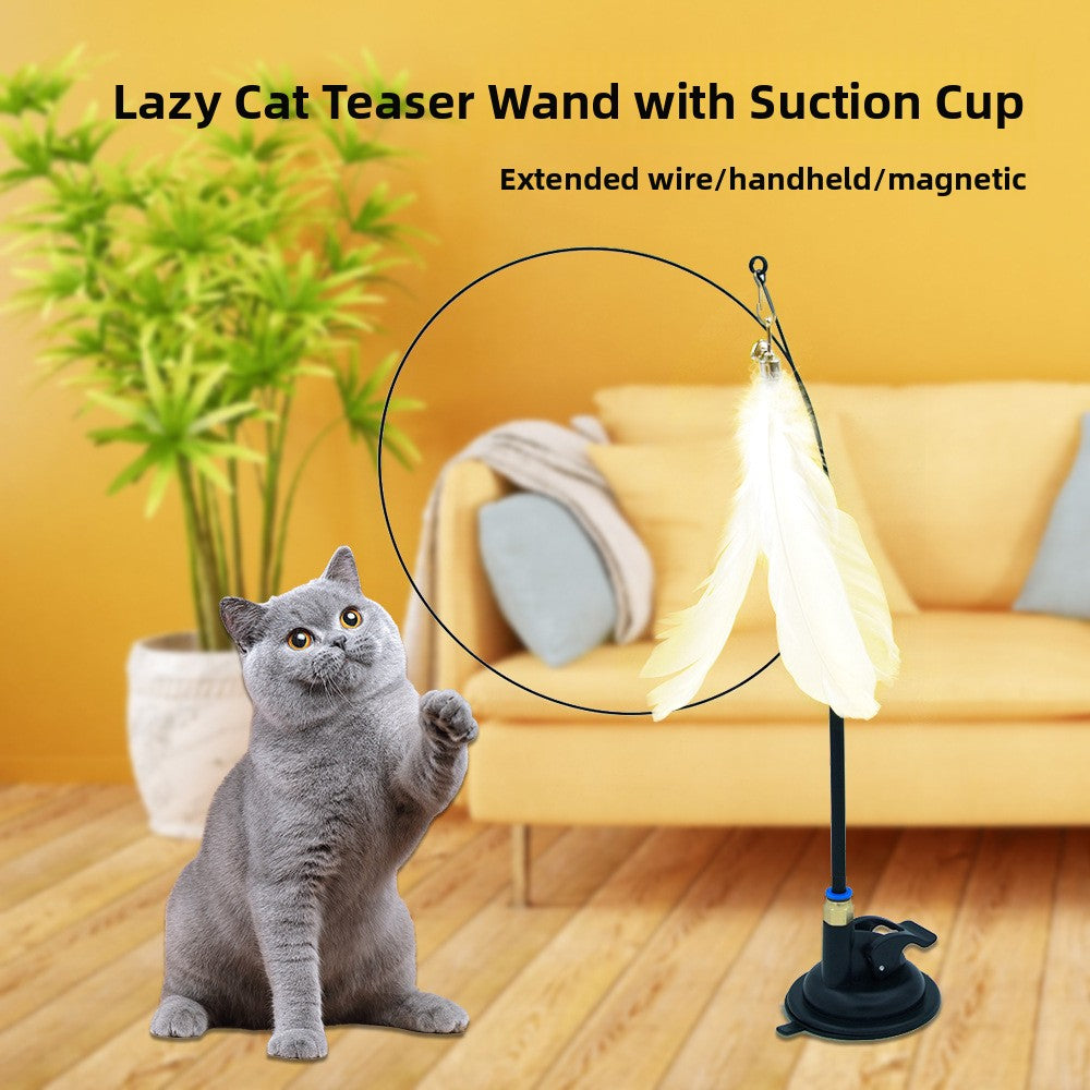Interactive Cat Teaser Stick with Feather Head