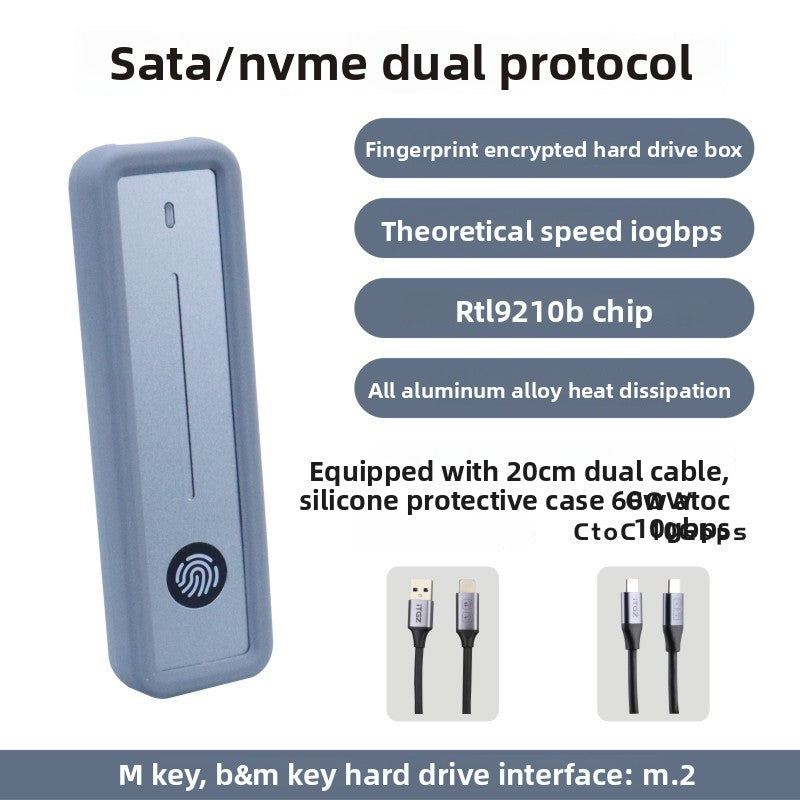 M.2 SSD Enclosure with Fingerprint Encryption