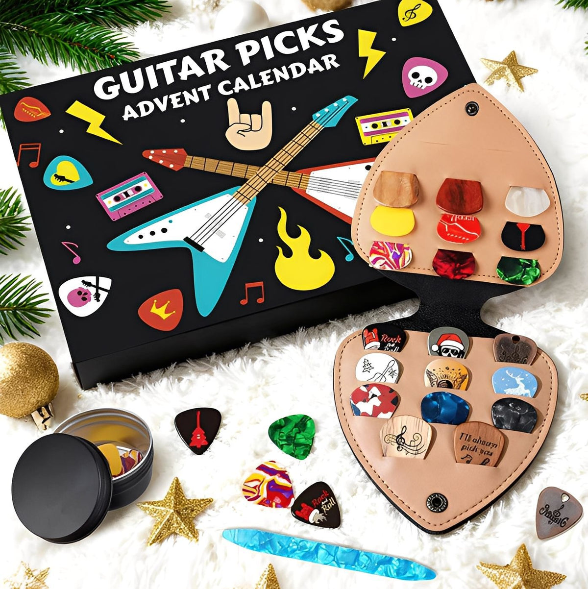 Guitar Picks Advent Calendar Set with Storage Pouch