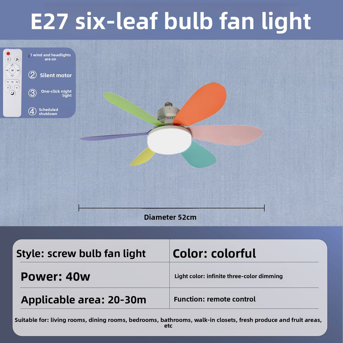 Ceiling Fan Light with LED Bulb