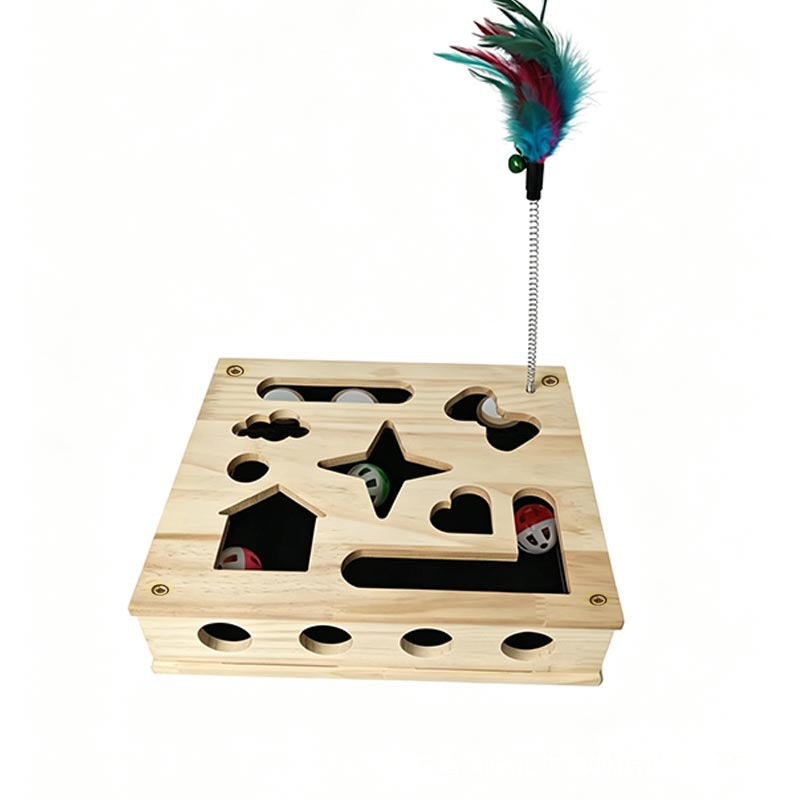 Wooden Cat Puzzle Toy Box