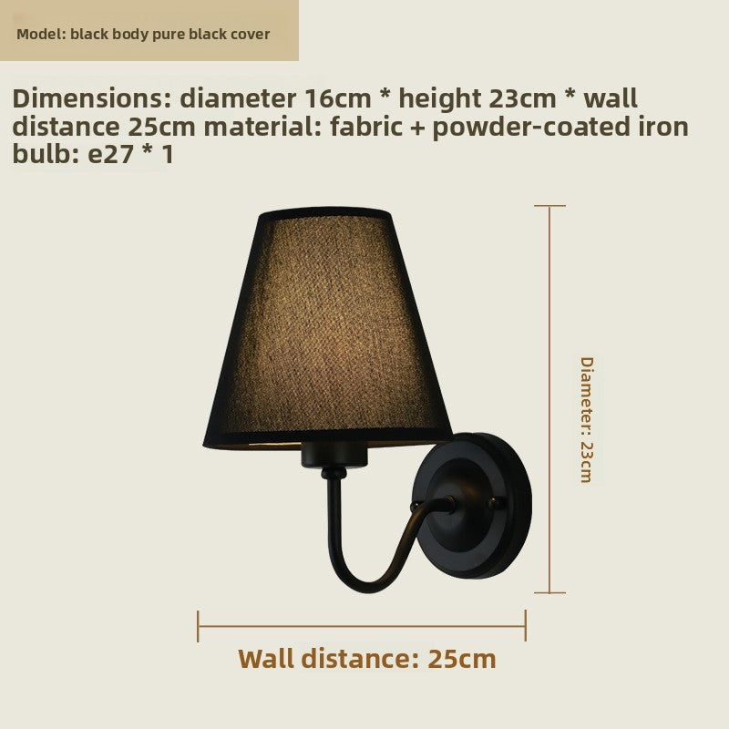 Fabric Shade Bedroom Wall Lamp with E27 Socket
