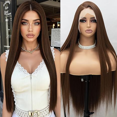 13x6 Glueless Lace Front Wig Natural Hairline Synthetic Hair