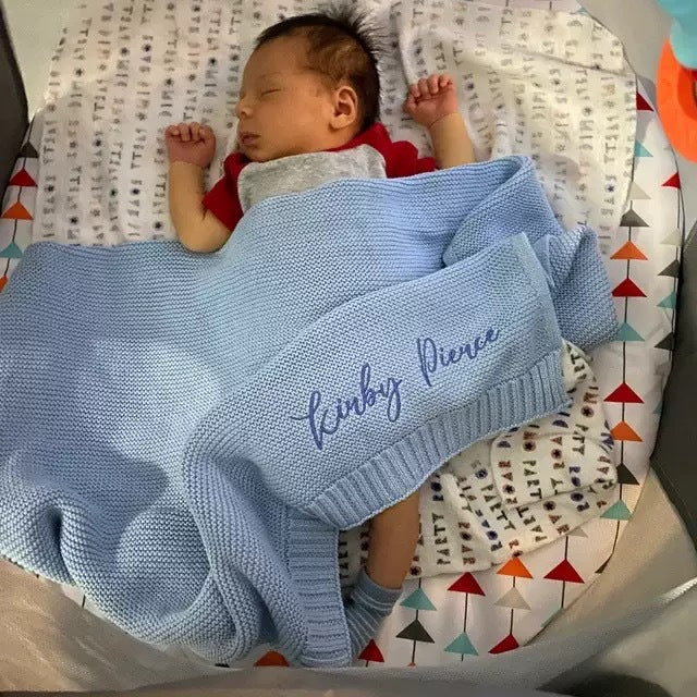 Pure Cotton Knitted Baby Stroller and Nap Blanket, Soft Sofa Throw