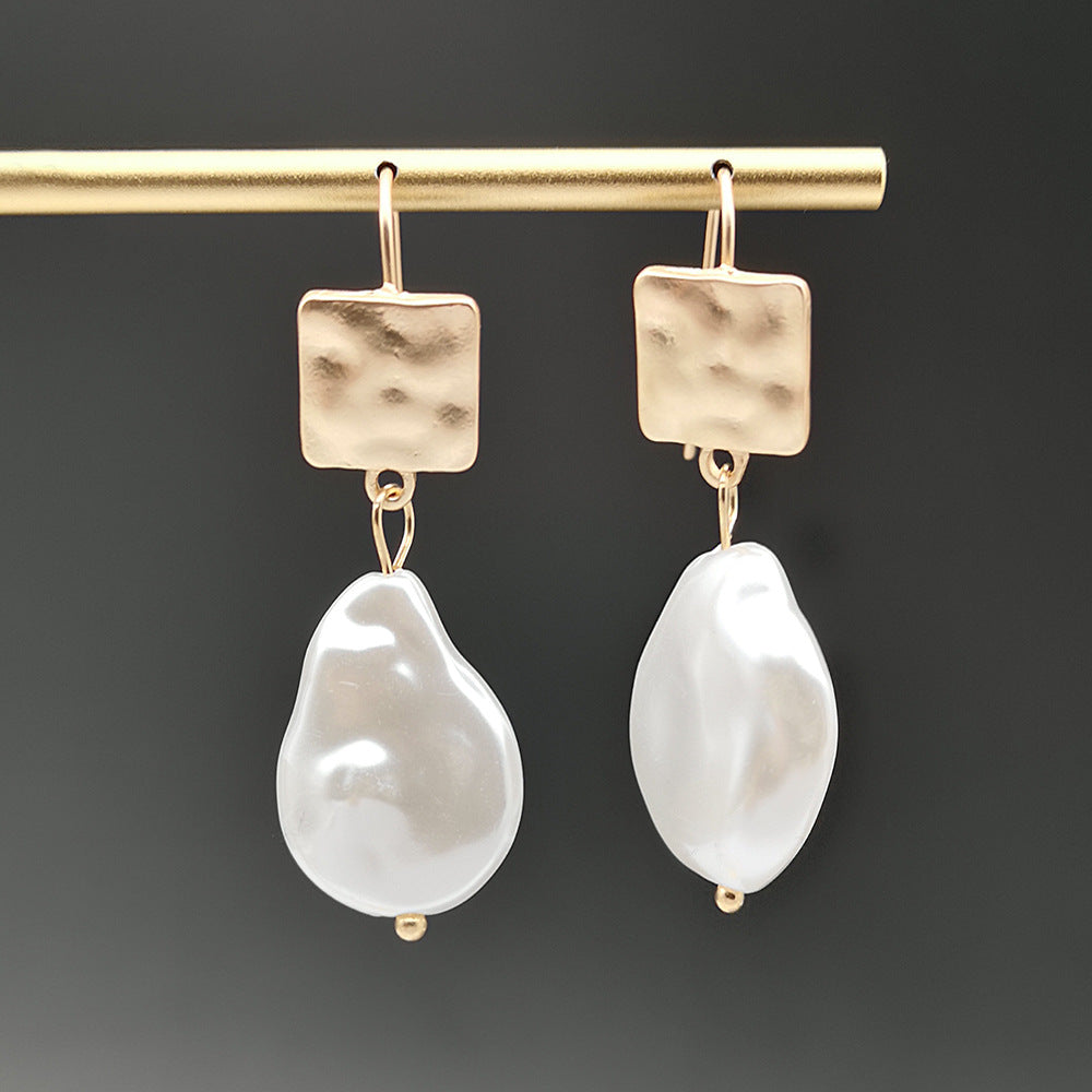 Simulated Baroque Pearl 14K Gold Plated Earrings