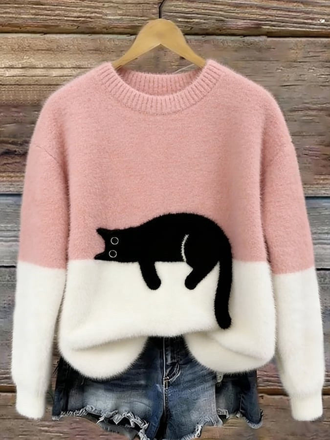 Womens 3D Printed Christmas Flannel Pullover Sweatshirt