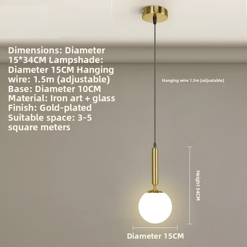 Modern Minimalist Single-Head Glass Hanging Pendant Lamp for Bedroom Corridor