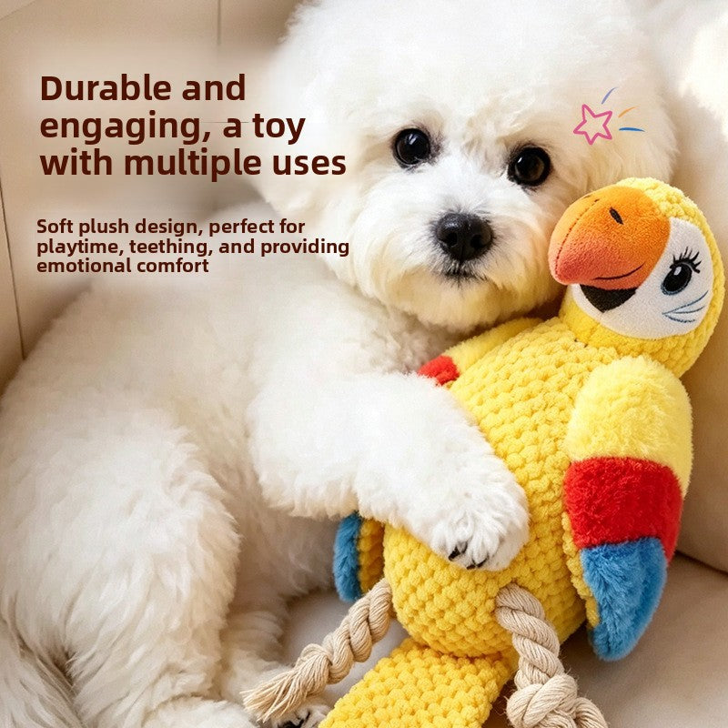 Interactive Squeaking Parrot Plush Chew Toy for Dogs