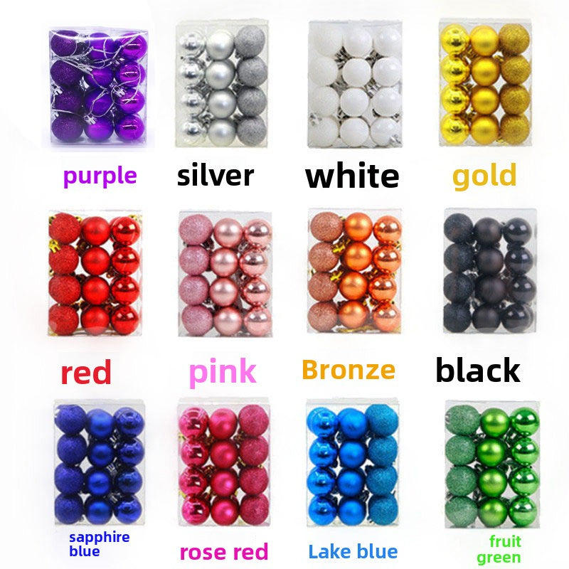 24 Pack 3cm Plastic Christmas Tree Hanging Decoration Balls Electroplated Matte Ornaments