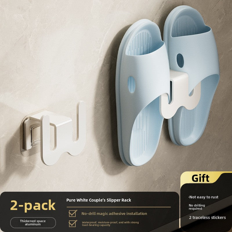 Bathroom Slipper Rack Wall-Mounted No-Drill Storage Shelf