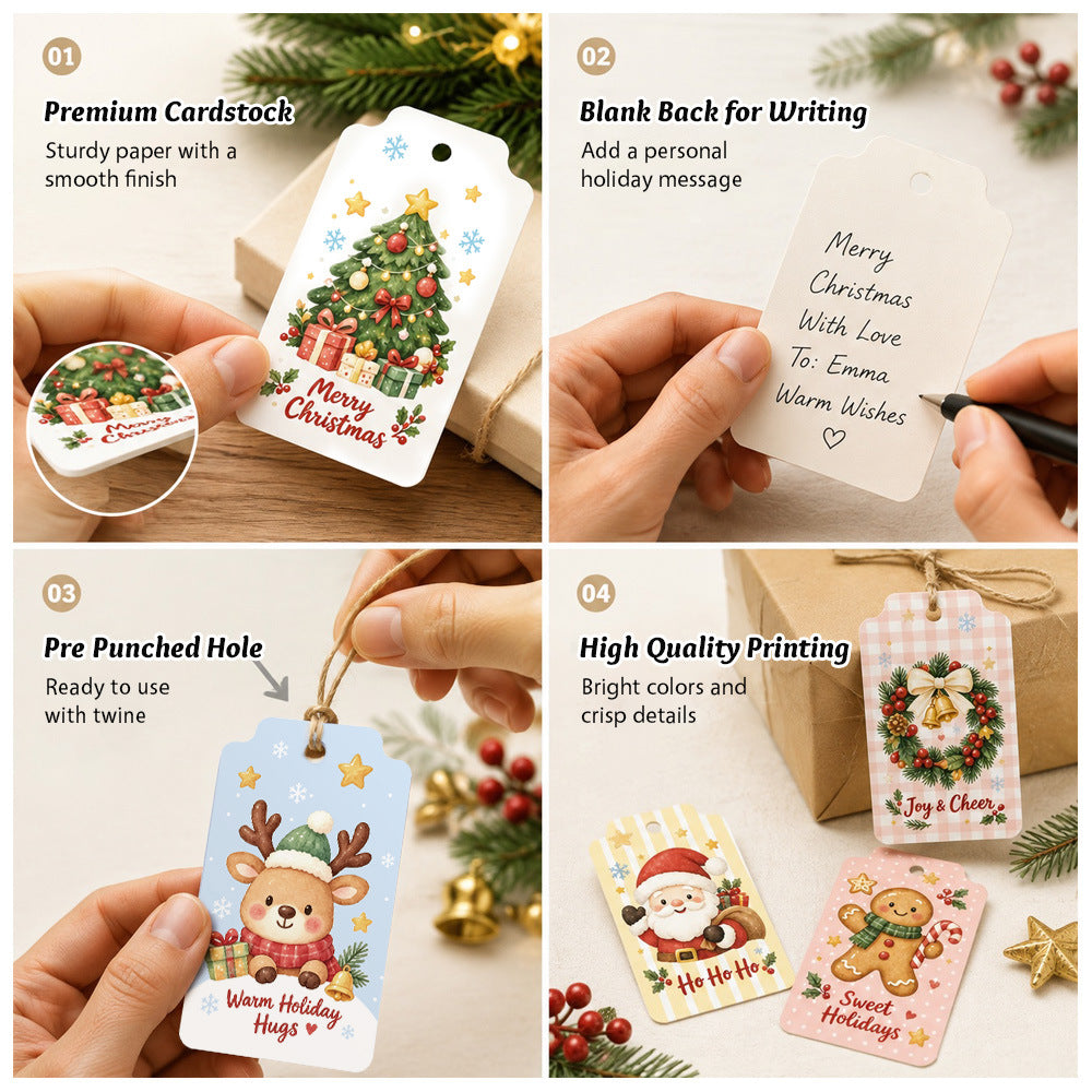 Christmas gift tags 300g coated paper hang tags with natural jute string