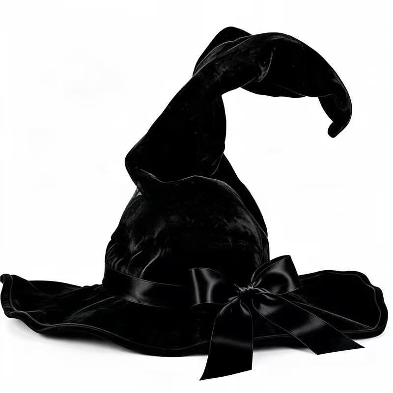 Velvet Witch Hat with Decorations for Halloween Party Costume Accessory