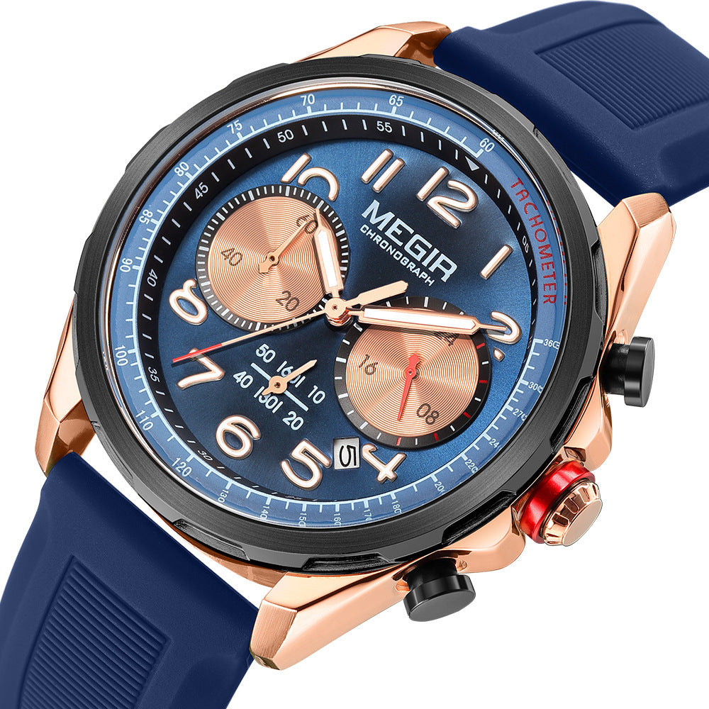 Men's Sport Chronograph Watch with Silicone Strap