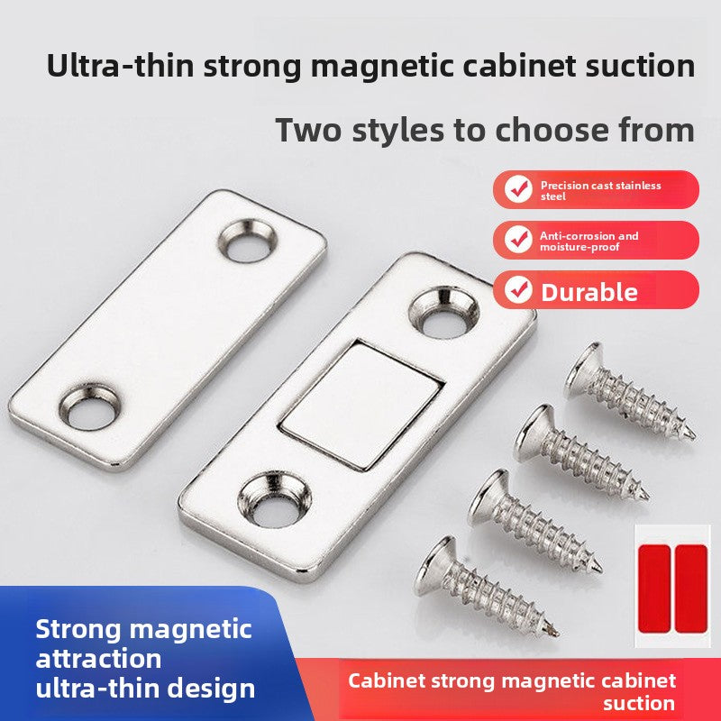 No-drill magnetic sliding door self-closing patch