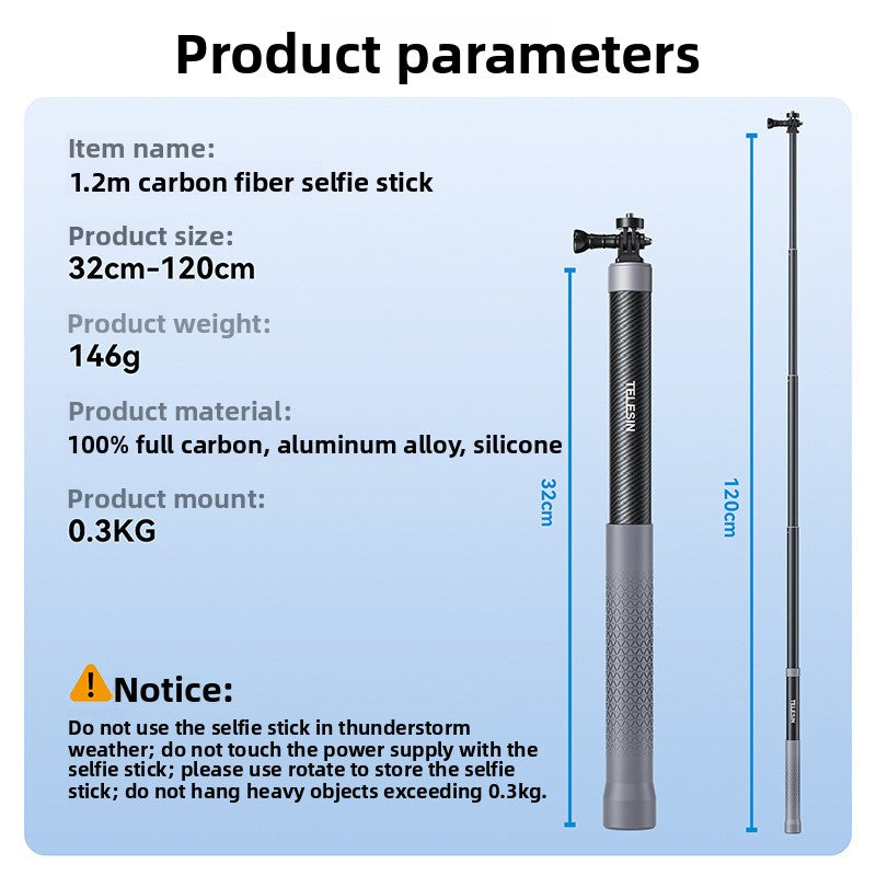 1.2m Carbon Fiber Selfie Stick