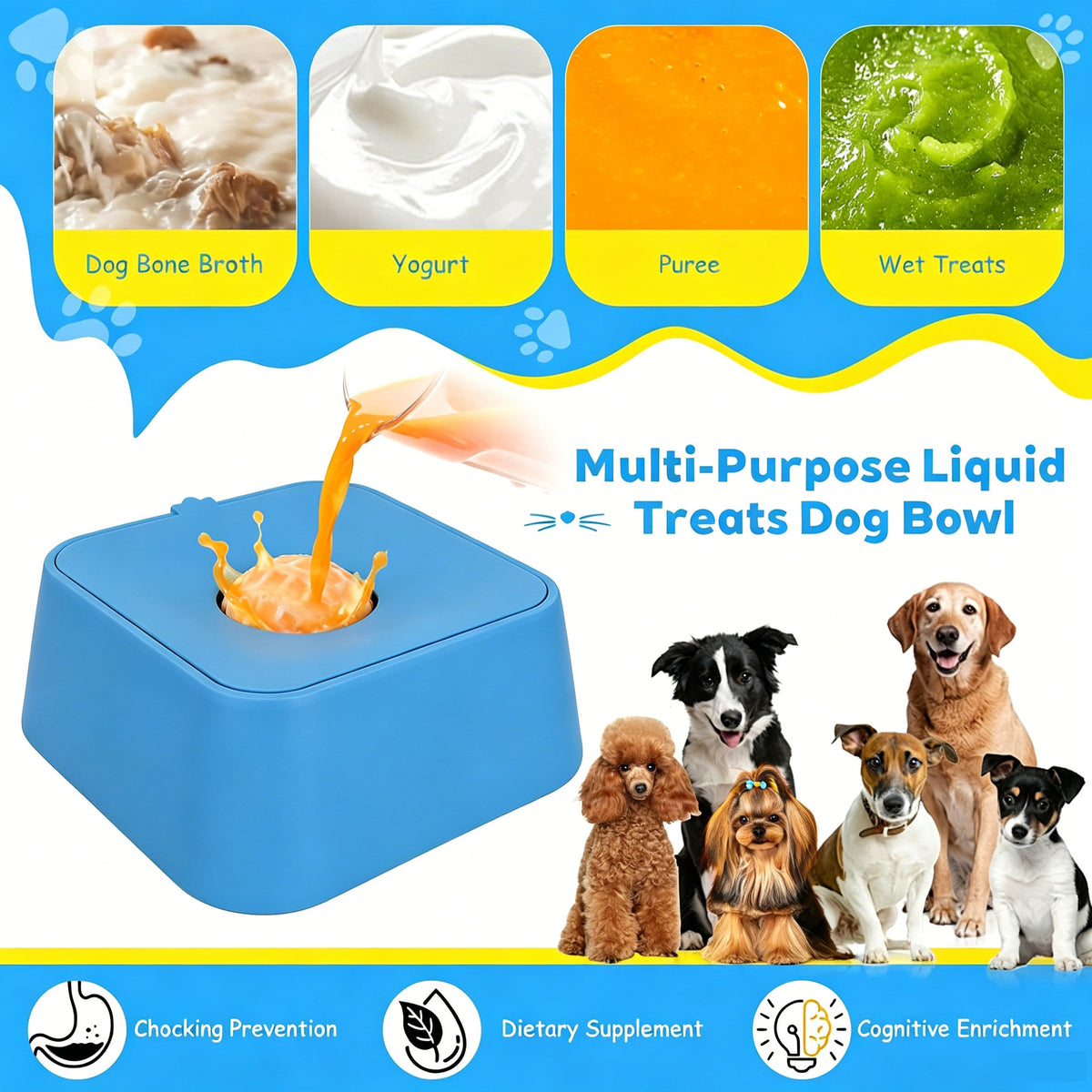 Slow Feeder Dog Bowl with Licking Ball