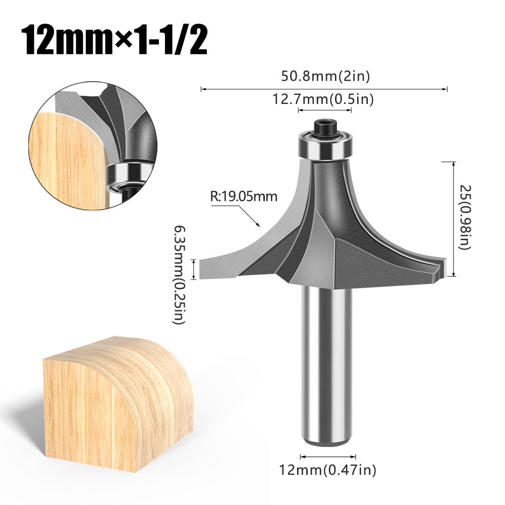 Tungsten Steel Round Angle Woodworking Milling Cutter