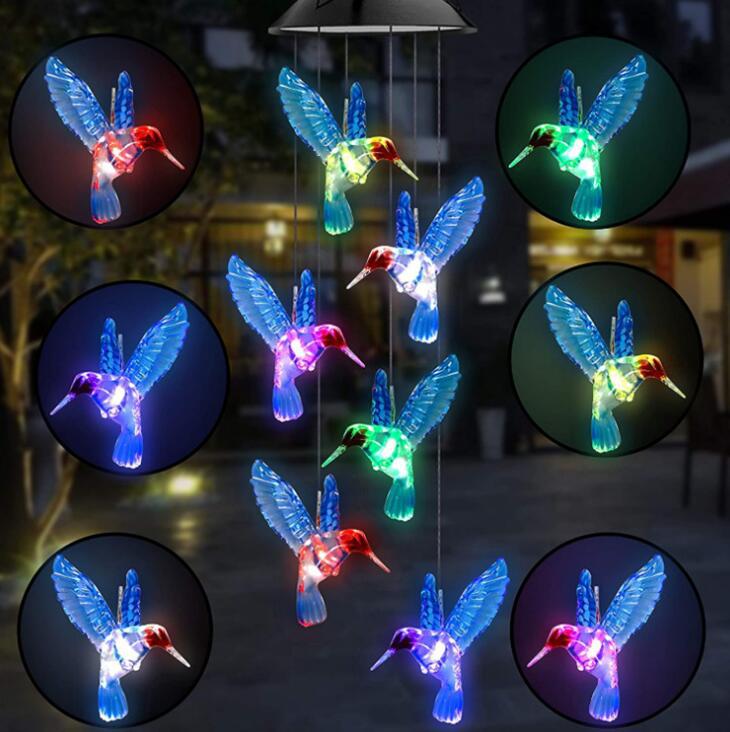 Solar butterfly wind chime lamp