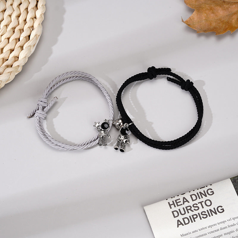 Couple Magnetic Astronaut Charm Elastic Bracelet Set Gift