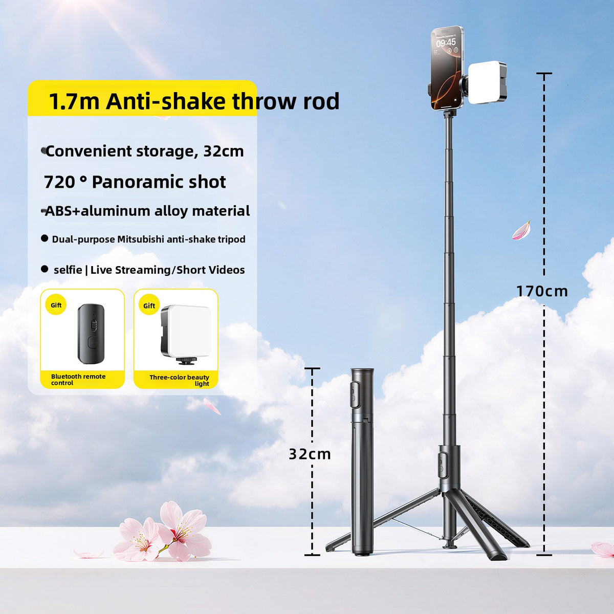 Telescopic Bluetooth Selfie Stick with Tripod Holder