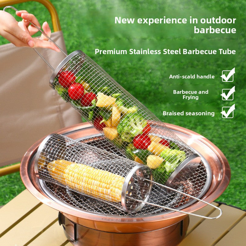 Stainless Steel Outdoor Portable Barbecue Cage Camping Picnic Grill