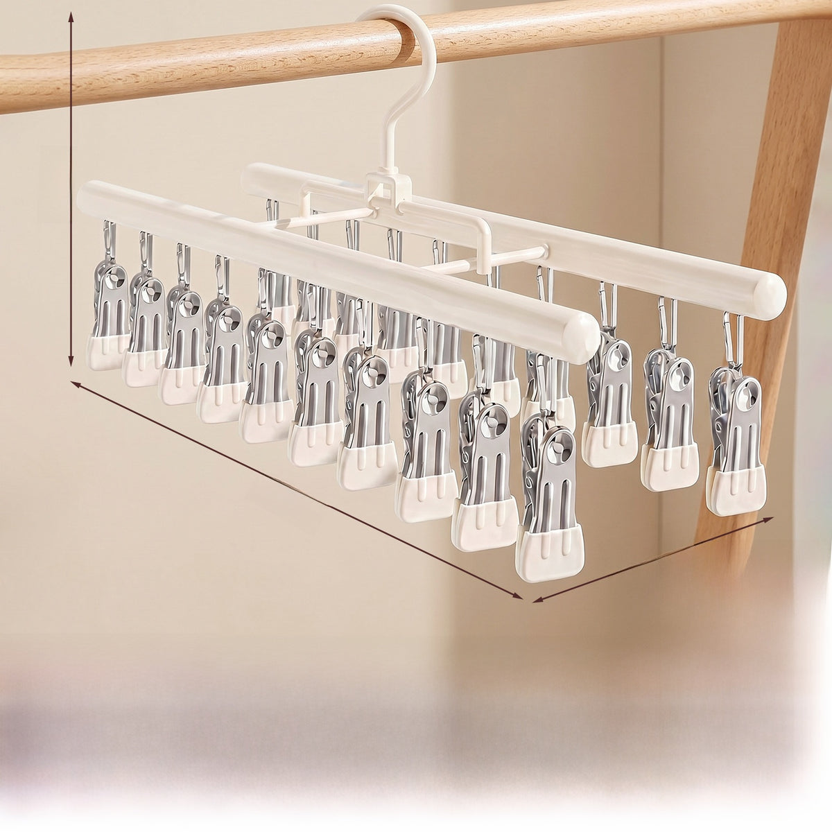 Double-row multi-clip sock drying rack